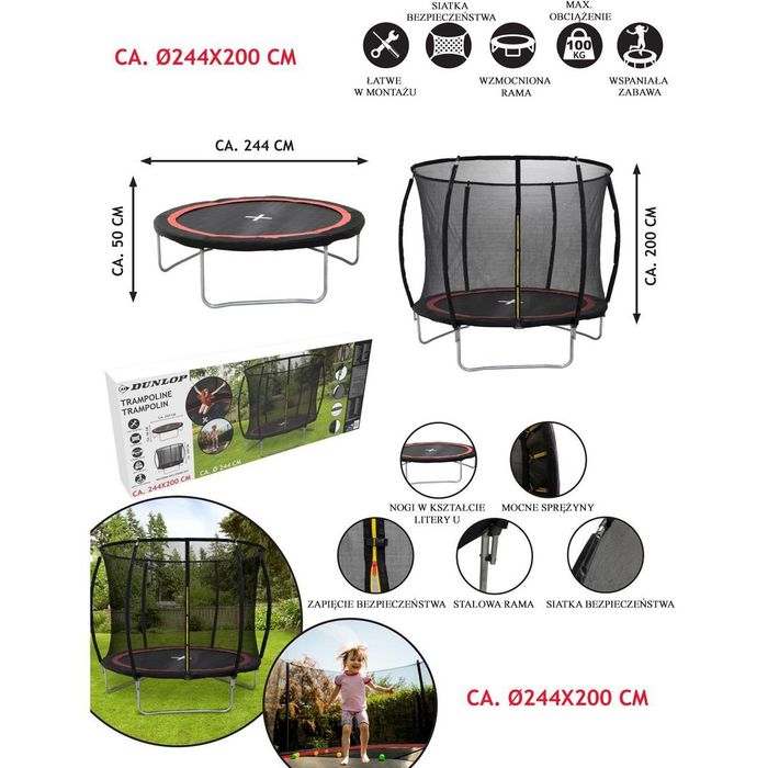 Nowa Trampolina Dunlop Premium 244cm 8ft