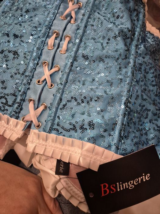 Nowy! Tęczowy gorset cekiny XL 42 unicorn wróżka jddnorożec