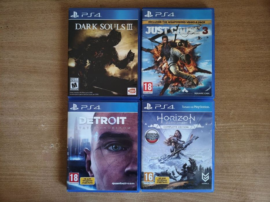 Диски з іграми для ps4: Dark Souls 3 Detroit Just cause 3 Horizon