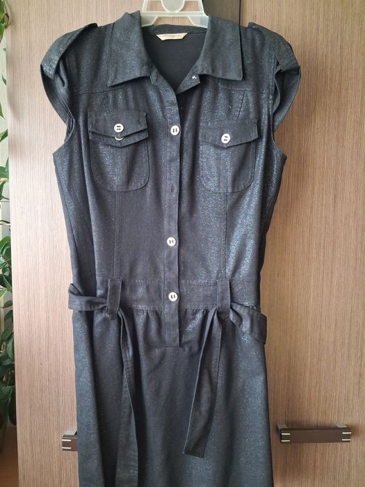 Sukienka czarna że srebrną nitką