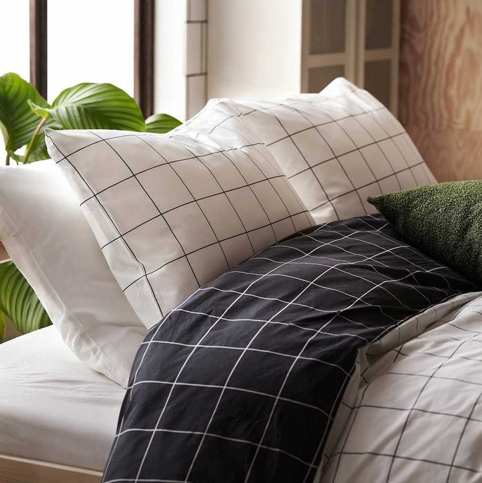 Nowa IKEA VITKLOVER 240x200 Pościel Komplet Pościeli Wiskoza Kratka