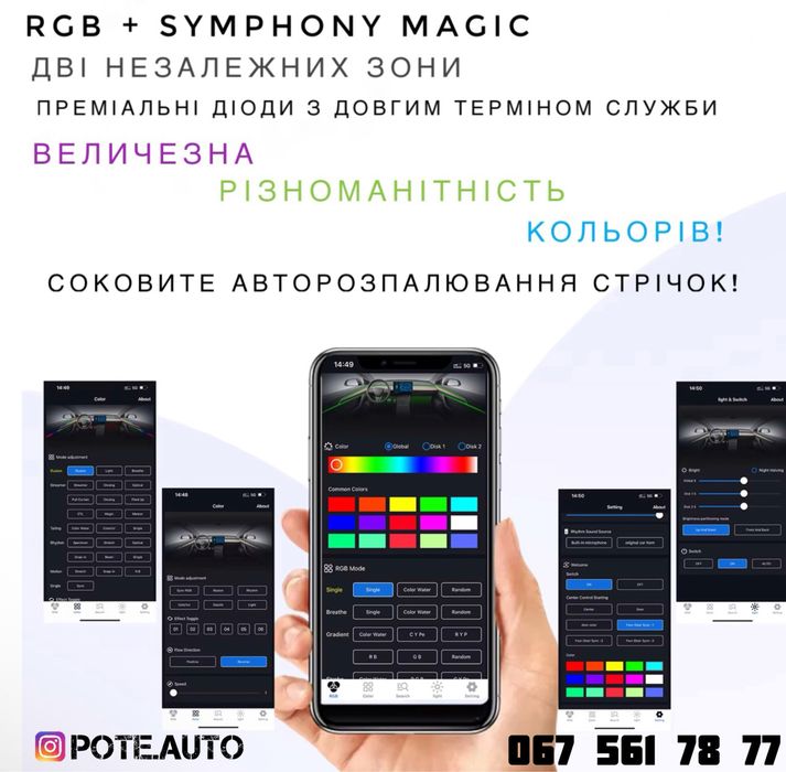 Premium подсветка салона 18в1 двухзоннная!!! (led, контурная)
