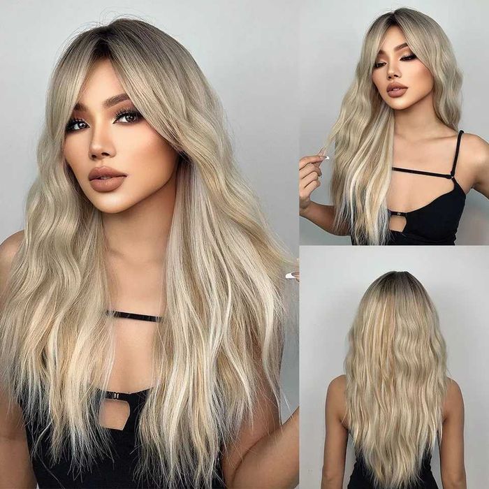 Nowa peruka blond fale ombre Naturalny wygląd + czepek