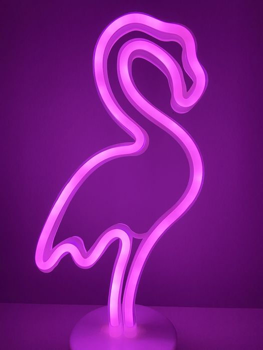Neon light flamingo