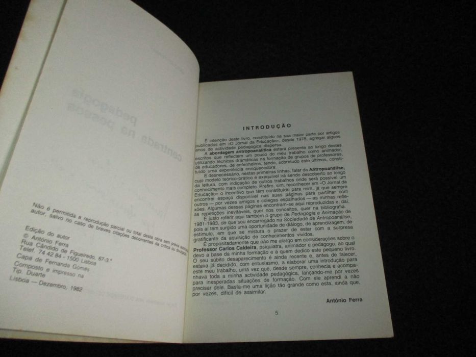 Livro Pedagogia centrada na pessoa António Ferra Autografado
