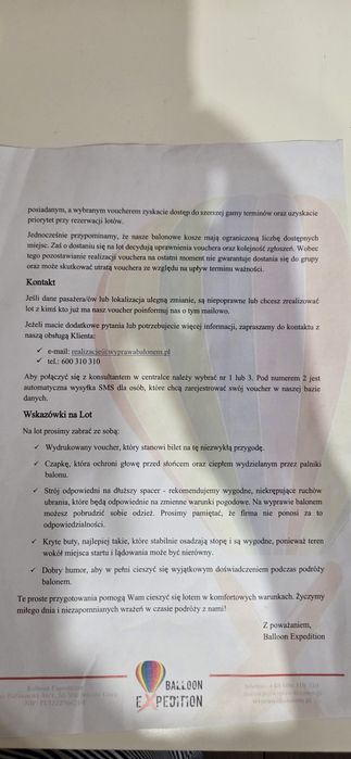 Lot balonem Voucher