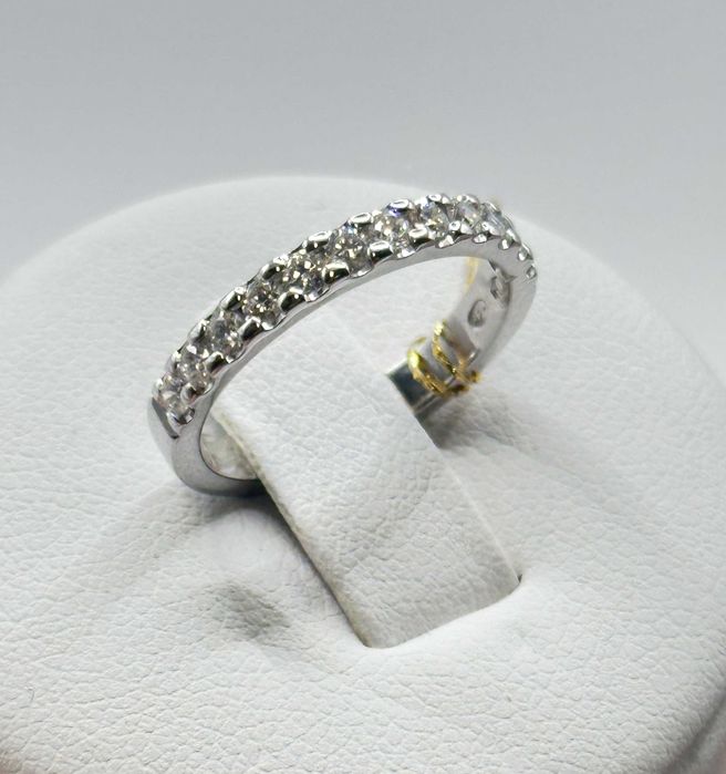 Obrączka Pierścionek białe złoto 14k 0,36 CT Diamenty Certyfikat r10
