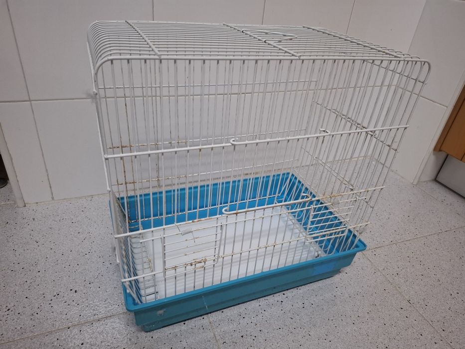 Gaiola para pássaros meio viveiro.