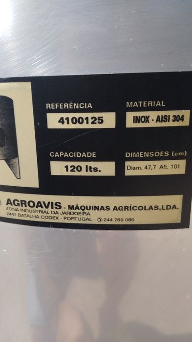 Cuba 120 litros em inox para vinho ou azeite