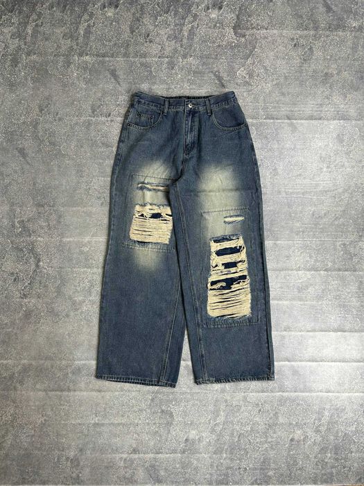 Джинси сині baggy faded archive opium distressed джинсы синие jeans