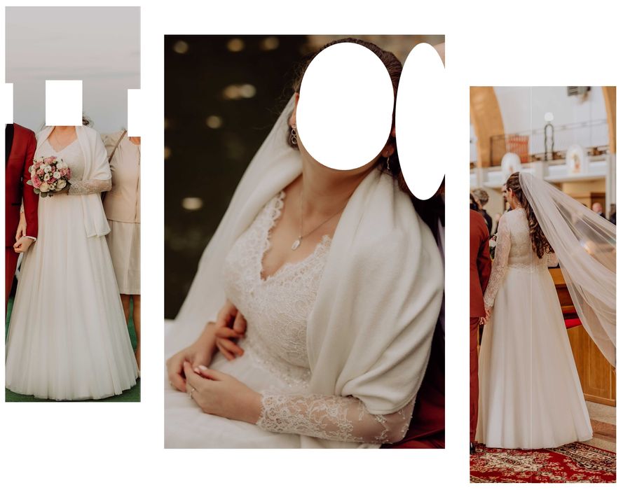 Suknia ślubna rozmiar 40, długi rękaw