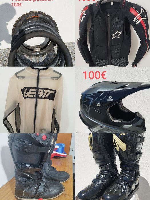 Vários equipamentos para enduro