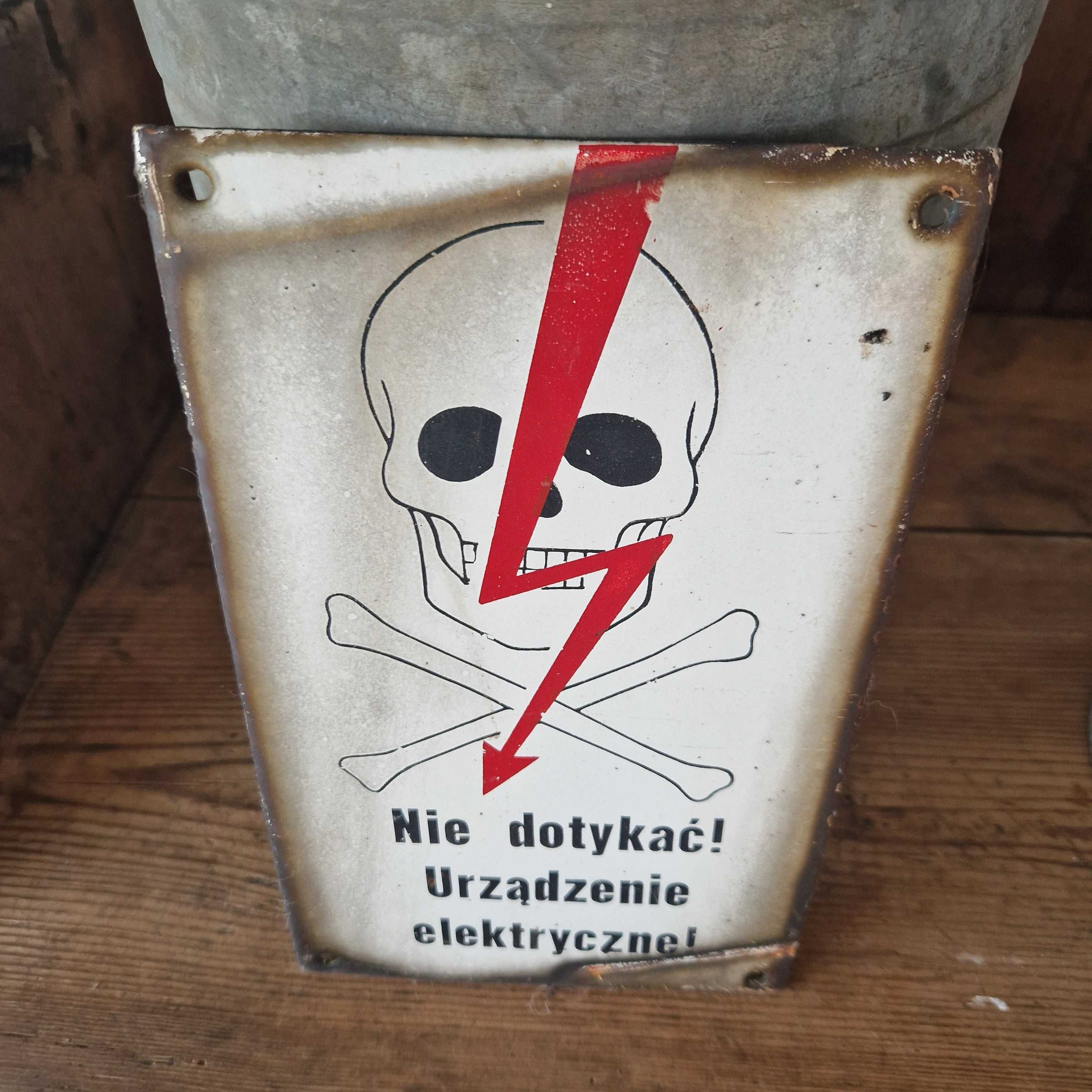 Kupiles Urzadzenie Elektryczne Lub Elektroniczne Ktore Nie Dziala 3 tablice emaliowane Nie dotykać Urzadzenie elektryczne! Stare BHP