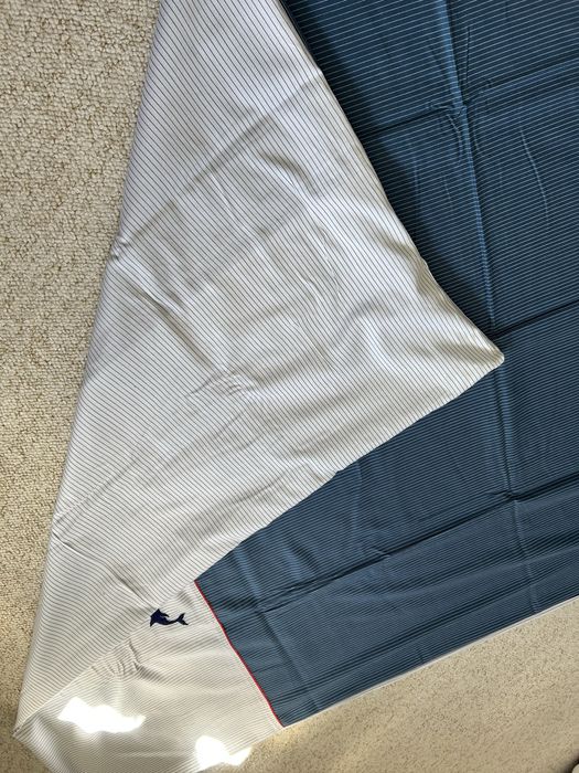 Pościel marynistyczna bawelniana biel granat niebieski morska 190x 130