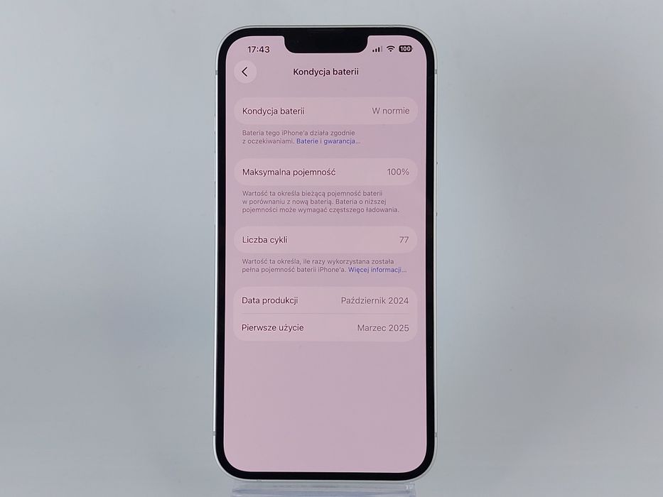iPhone 16e 128 GB 100% Biały — Idealny