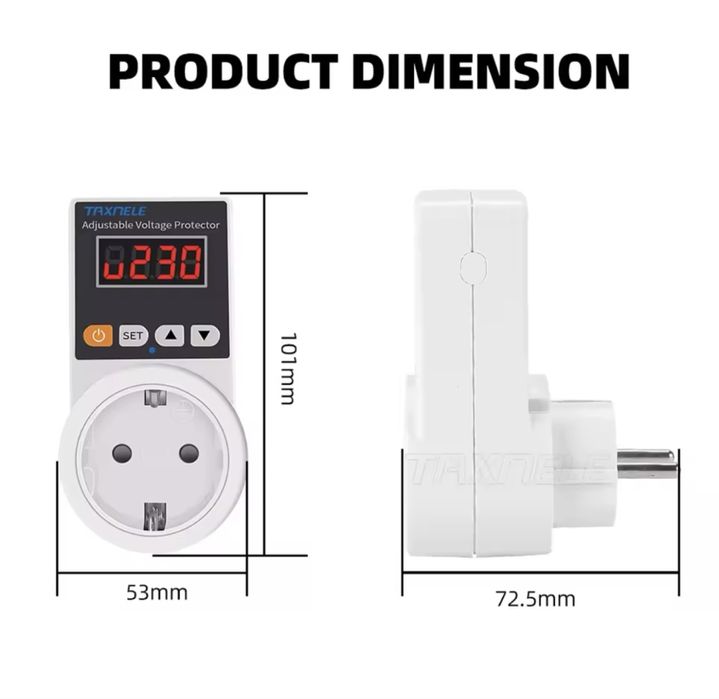 ‼️Реле напруги в розетку з дисплеєм Taxnele 220В 16А‼️