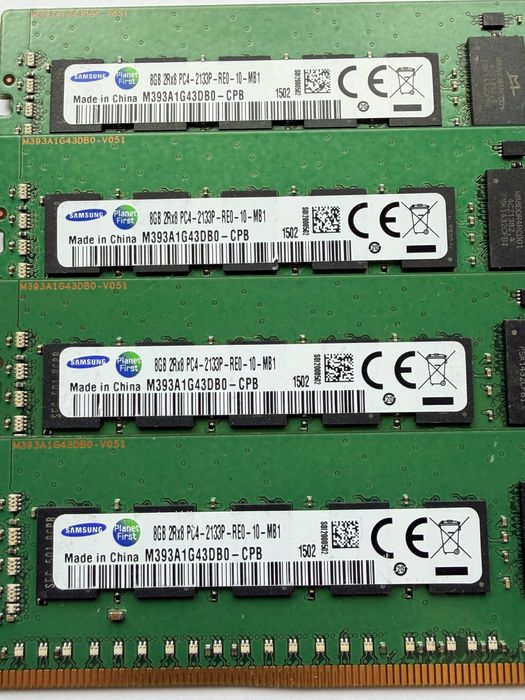 32GB SAMSUNG (4x8GB) 2Rx8 PC4-2133P ECC REG M393A1G43DB0-CPB