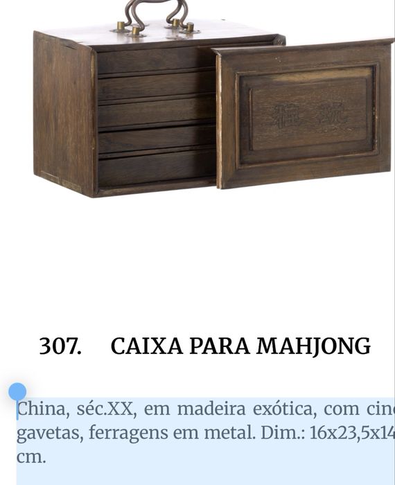 Caixa de madeira de Mahjong.