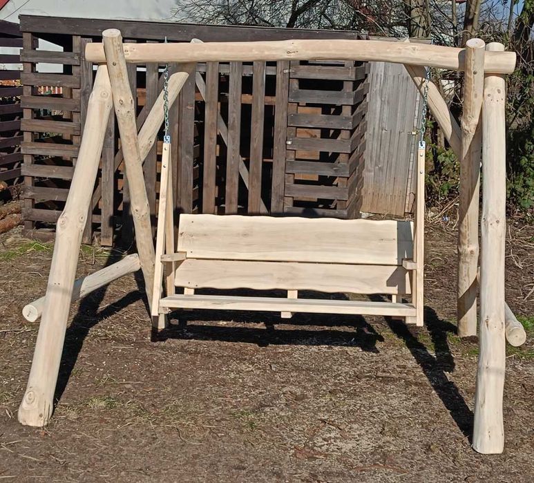 Ciężka, solidna huśtawka ogrodowa z bali, promocja !!!