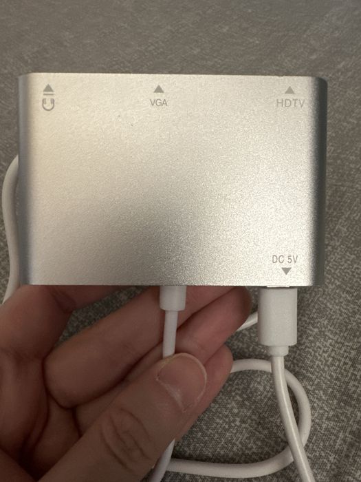 Перехідник HDMI PowerPlant Lightning (M) - HDMI, VGA, 3.5 мм (F)