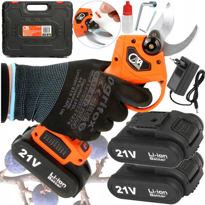 SEKATOR AKUMULATOROWY Kowadełkowy Nożyce Ogrodowe Elektryczne 2 x Aku