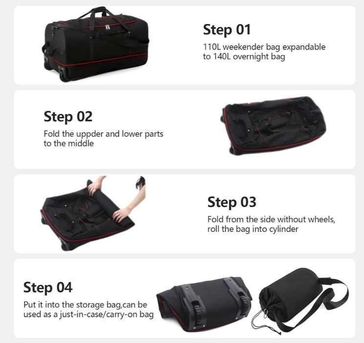 Torba podróżna na kółkach z regulowaną pojemnością 110-140L HIT W012/5