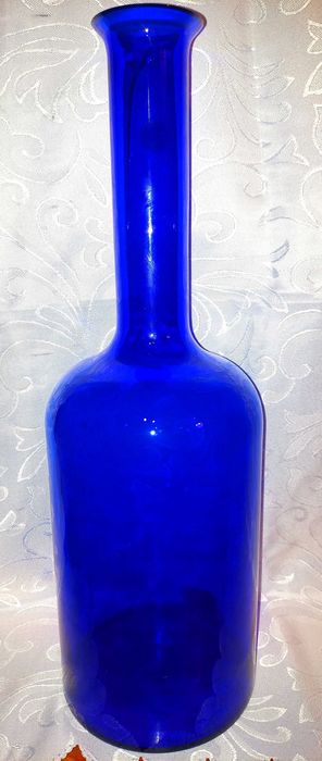 Bardzo duża szklana niebieska butelka wazon ozdobny 40cm wys.