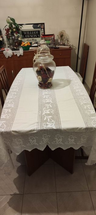 Toalha de linho e renda 205x170