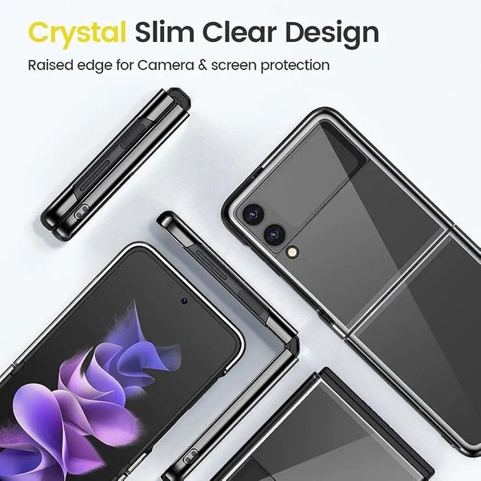 Etui Samsung Galaxy Z Flip 3, przeźroczyste z czarną ramką, VEGO