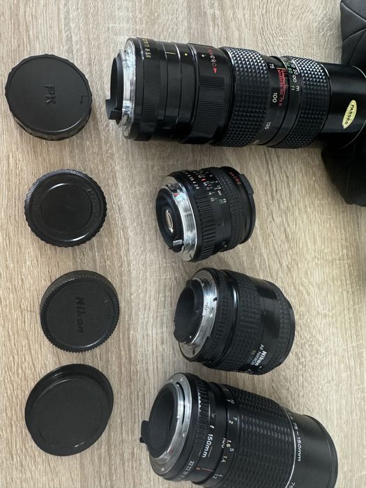Szkła czyste, bez grzyba i rys» ( Zestaw 4 obiektywów retro Nikon, Pentax, Hanimex, Ozeck | Japan Okazja