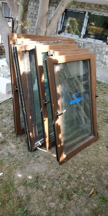 okna PCV z demontażu brązowe dwuszybowe