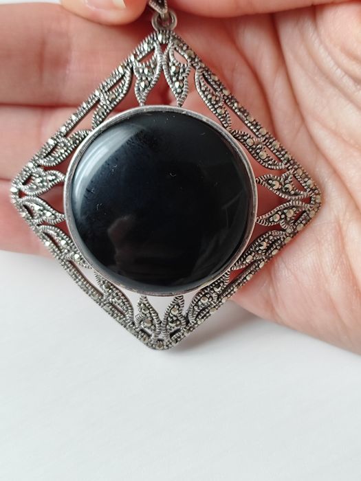 Duży wisior z markazytami srebro