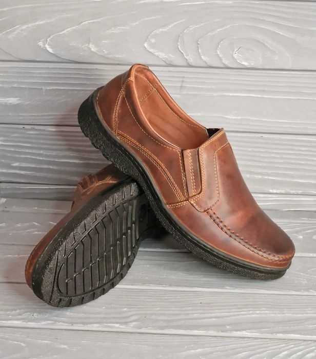 39-48 Мужские кожаные коричневые прошитые туфли шнурок резинка traffic