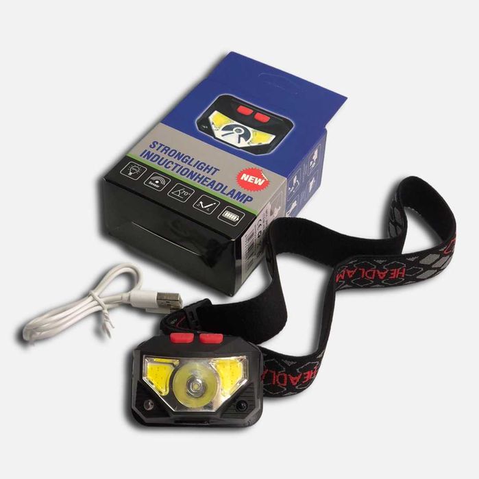 Налобний ліхтар Voltronic XPG + COB, 3 режими, чорний