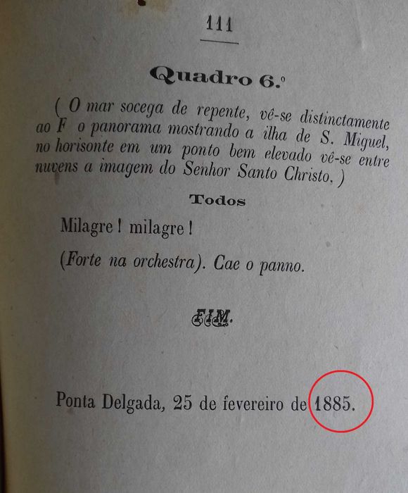 Livro "Um Milagre do Sr. Santo Christo" de José Joaquim da Silva, 1885