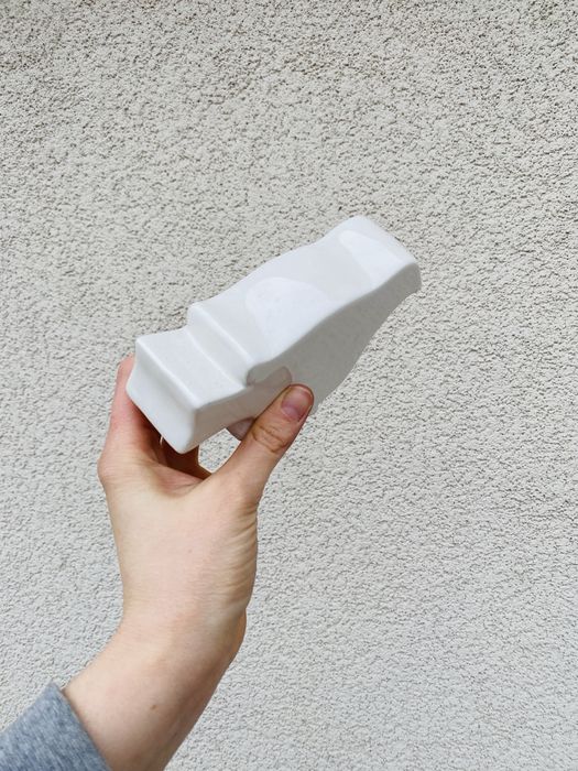 Ceramiczna figurka ptak biały dekoracja minimalizm ozdoba stojąca