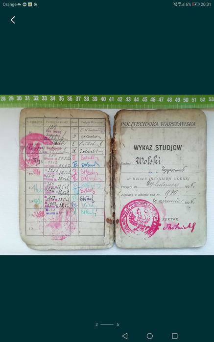 Dokumenty polskie stare Uniwer. Warszaw. Zamienię