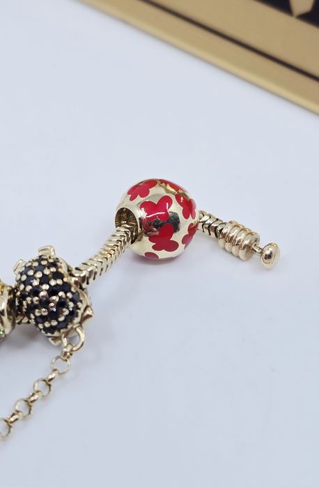 Złoty charms czerwone motyle próba 585 14k