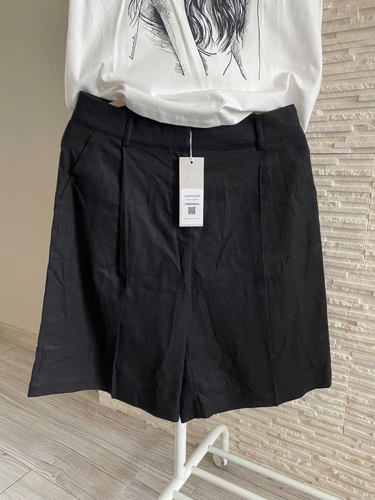 Lemonada 100 % len   nowe lniane bermudy black - czarne