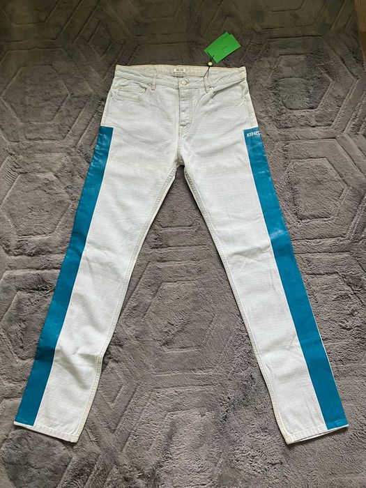 Nowe jasne błękitne męskie spodnie jeansy Kenzo skinny luksus