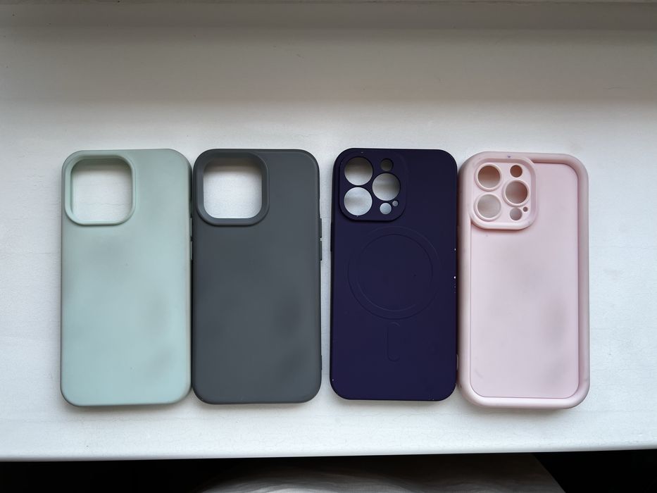 4 силіконові чохли iPhone 13 Pro: м'ята, графіт,фіолетовий , рожевий