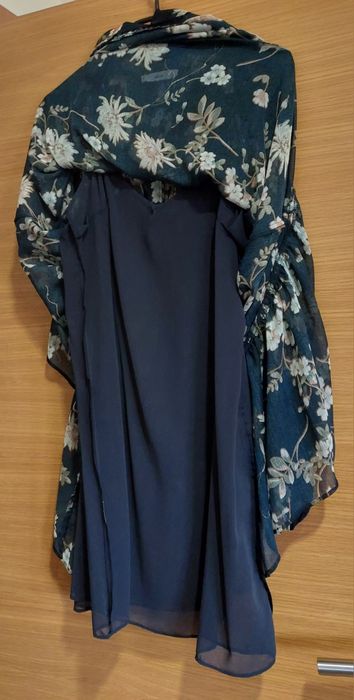 Vestido Fluído Estampado Marinho, TM