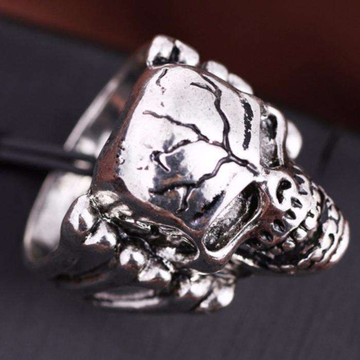 2x anel aneis caveira ossos motard gotico homem aranha preto punk NOVO