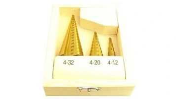 Wiertła stożkowe stopniowane 4mm - 32mm Kpl 3szt
