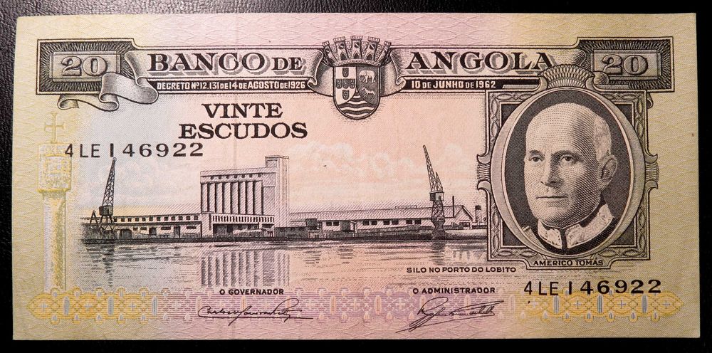 NOTA Angola - 20 Escudos 10/06/1962 Américo Tomaz - NOVA