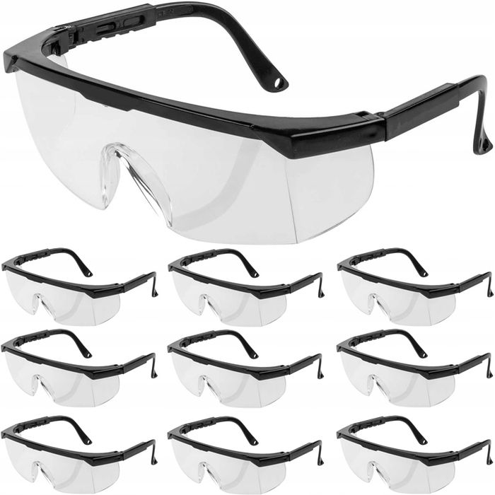 Okulary Ochronne Przeciwodpryskowe Gogle - 10szt