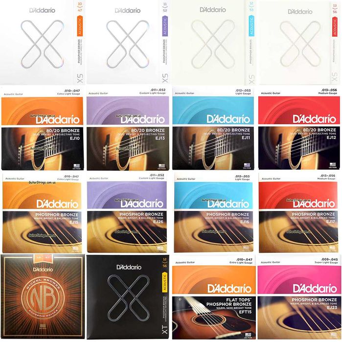 Струны D'Addario для акустической гитары, Bronze, Phosphor Bronze, США