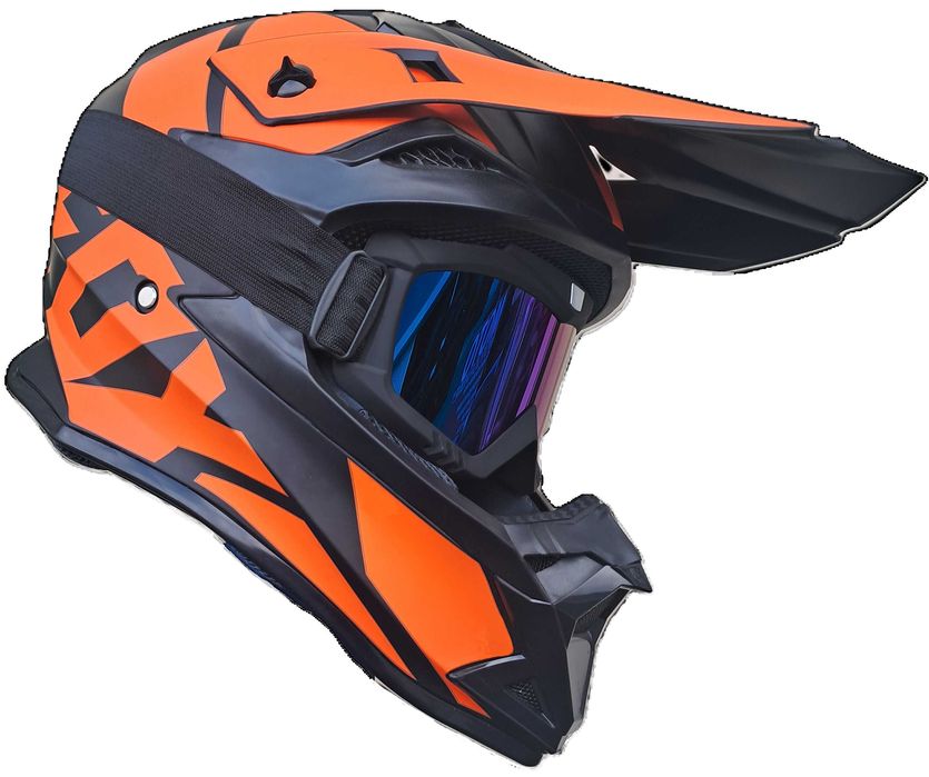 Мото шлем Fox Pit Bike Orang с очками в комплекте