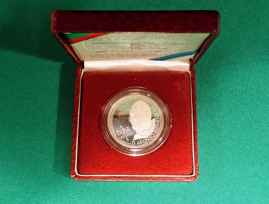 Moeda 100 escudos 1985 D. Afonso Henriques Prata Proof imaculada