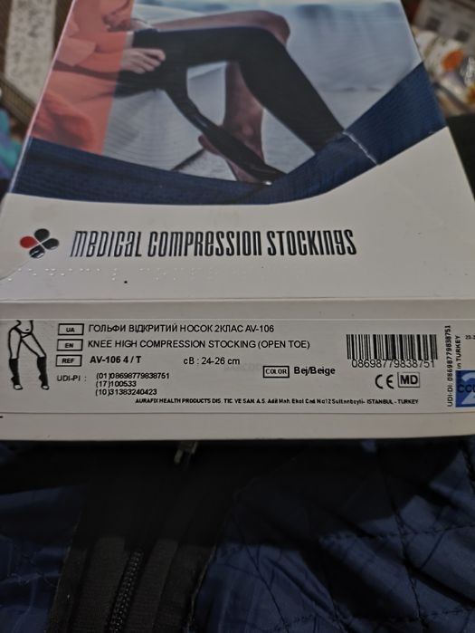 Компрессионные чулки гольфы с открытым носком Aurafix